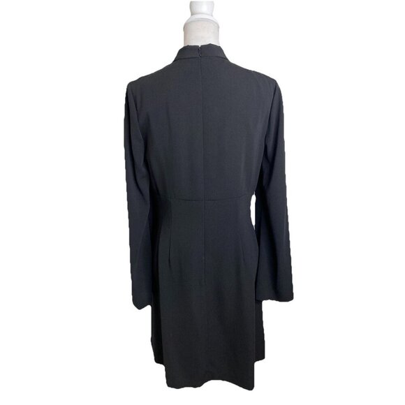 NWT Jill Stuart Black Midi Deep V Mock Bell Long Sleeve Dress Size 10 $300 - Picture 6 of 10